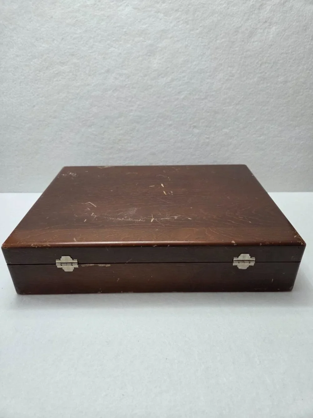 Vintage Brown Wood Anti Tarnish Silverware Flatware Storage Chest